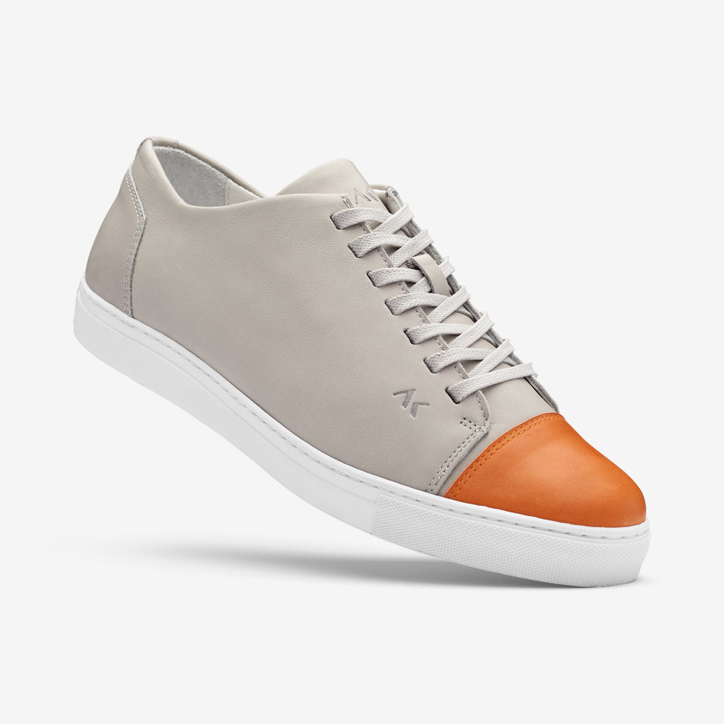Impact - Men's Sneaker Light Gray Orange Leather –