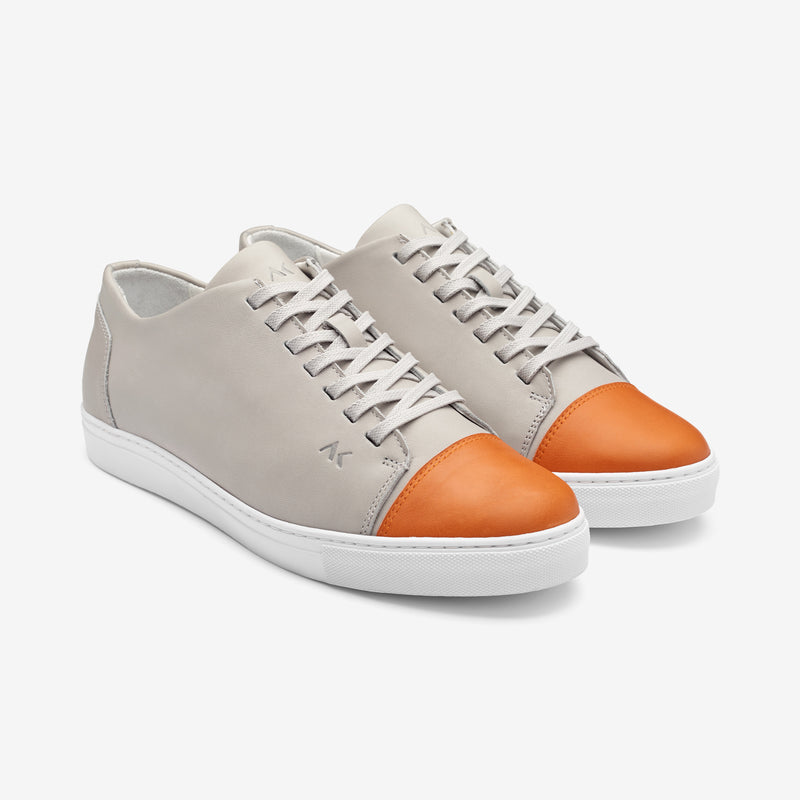 Impact - Men's Sneaker Light Gray Orange Leather